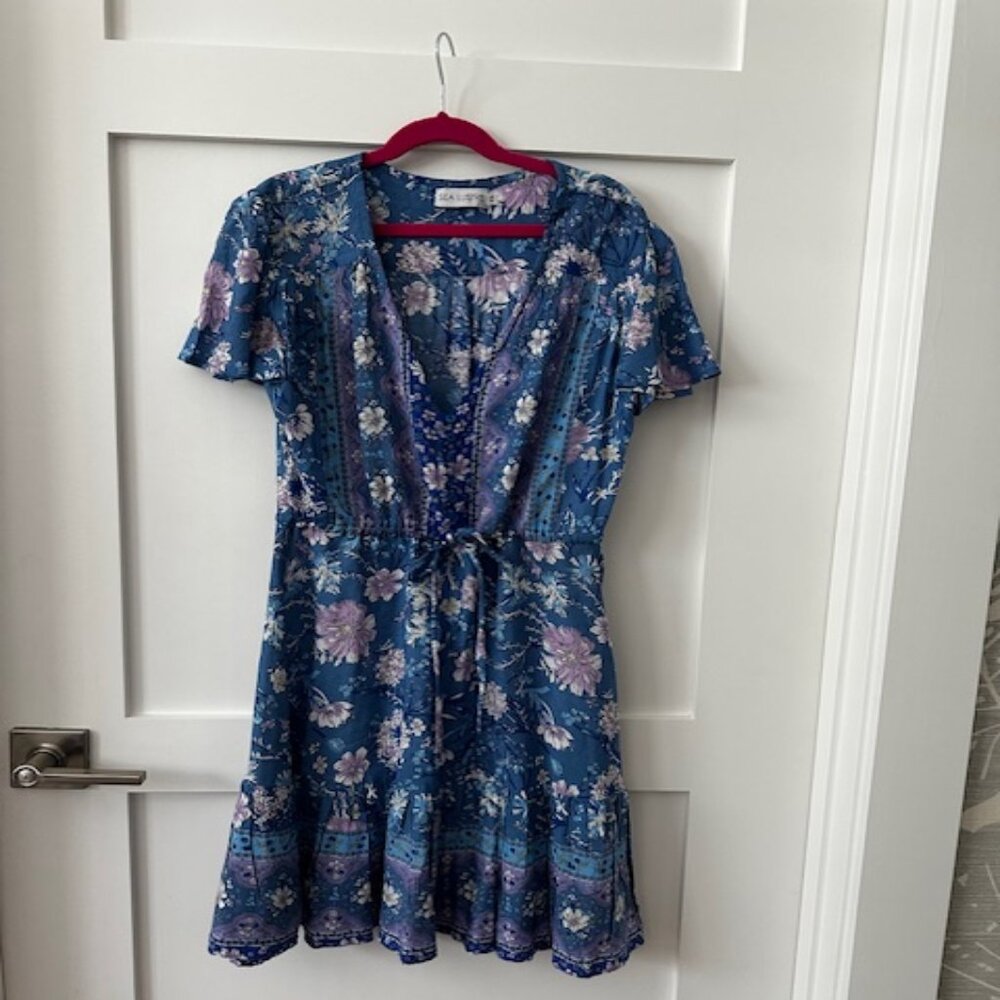 Blue and Lavender Floral Sea Lustre Dress, XS